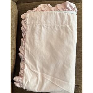 Restoration Hardware Child Baby Velvet Blanket 50x77 Pink Waterproof Back Ruffle